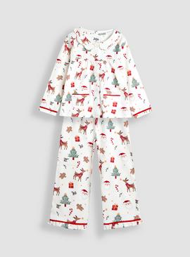 JOJO MAMAN BÉBÉ Christmas Print Jersey Pretty Collar Pyjamas