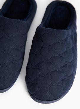 Navy Heart Quilted Cupsole Mule