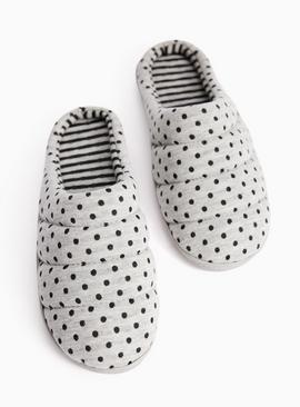 Grey Spotted Mule Slippers