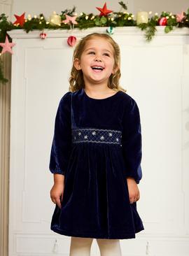 JOJO MAMAN BÉBÉ Smocked Velvet Party Dress