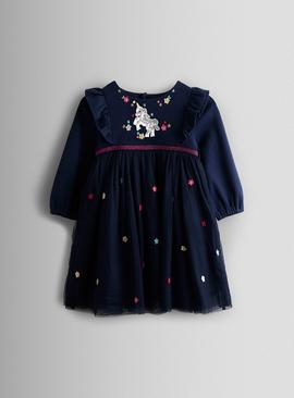JOJO MAMAN BÉBÉ Unicorn Applique Tulle Party Dress