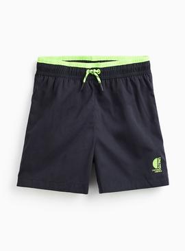 Black Neon Contrast Swim Shorts