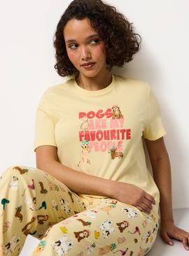 Yellow Mother's Day Dog Print Pyjamas