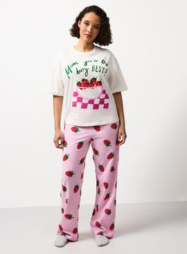 Pink & White Mother's Day Berry Print Pyjama Set