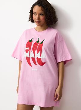 Pink Hot Mama Graphic Oversized Sleep Tee
