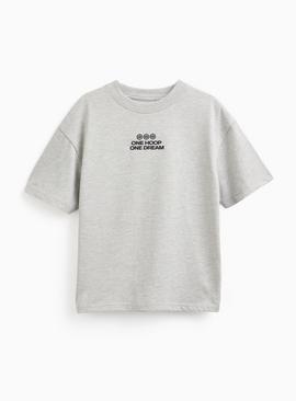 Grey Marl Basketball Logo T-Shirt