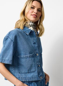 Mid Denim Boxy Short Sleeve Co-ord Shirt
