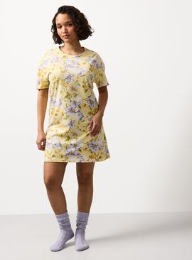 Yellow Floral Print Sleep Tee