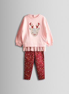 JOJO MAMAN BÉBÉ Reindeer Sequin Sweatshirt And Leggings Set