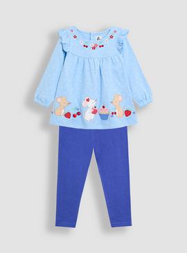 JOJO MAMAN BÉBÉ Mouse Teaparty Applique Tunic And Legging Set