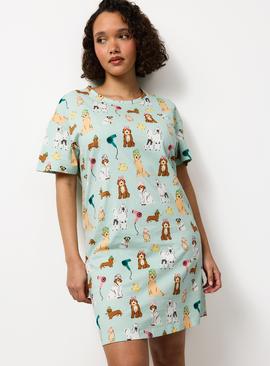 Green Dogs Print Sleep Tee