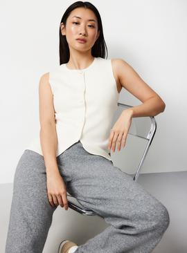 Covered Button Peplum Waistcoat