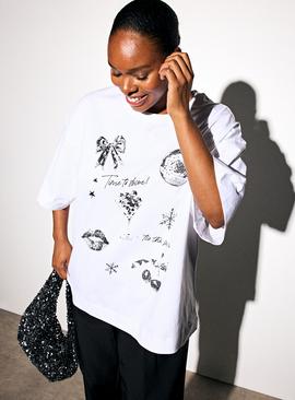 Christmas Icons Graphic Oversized T-Shirt