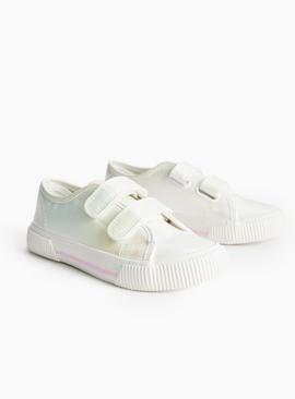 White Iridescent Twin Strap Trainers