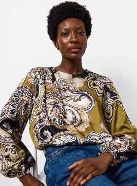 Paisey Print Bubble Hem Blouse