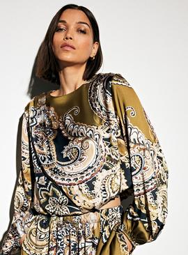 Paisley Print Bubble Hem Blouse