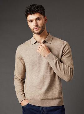 BURTON Cotton Rich Long Sleeve Knitted Polo