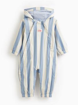 Blue Stripe Ciao Print Puddlesuit