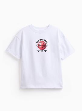 White Own The Game Graphic Print T Shirt