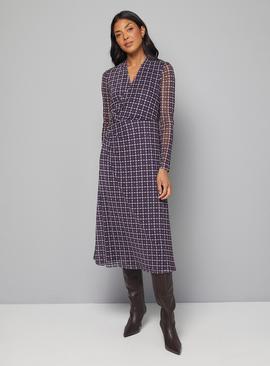 WALLIS Geo Mesh Wrap Neck Midi Dress