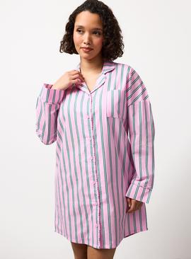 Pink Striped Poplin Night Shirt