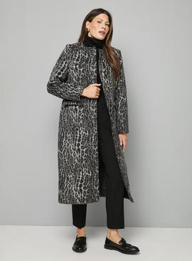 WALLIS Animal Print Button Detail Coat