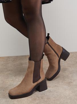 OASIS Barbara Suede Chunky High Heeled Chelsea Boots