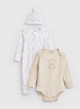 White Bear Print 4-Piece Starter Set 6-9 months