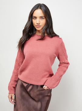 OASIS Stitch Detail Sleeve Ruffle Neck Jumper