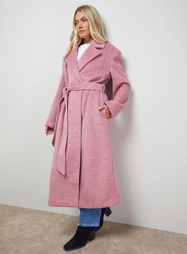 OASIS Brushed Belted Coat With Wool