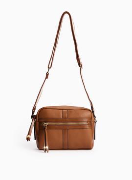 Tan Zip Front Boxy Camera Bag One Size