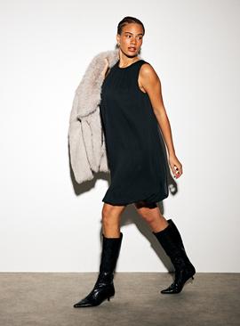 Black Bubble Hem Mini Dress