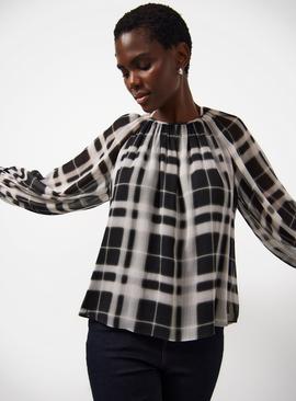Mono Check Long Sleeve Blouse