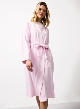 Pink Ribbed Jersey Dressing Gown