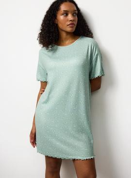 Sage Green Ditsy Floral Pointelle Sleep Tee