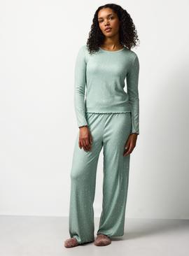 Sage Ditsy Floral Pointelle Pyjamas
