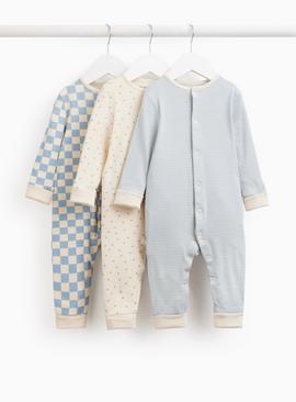 Blue Checkerboard Sleepsuits 3 Pack