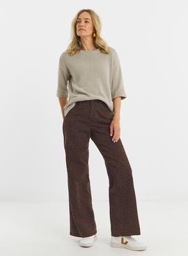 JD WILLIAMS Authentic Wide Leg Jean Brown Leopard