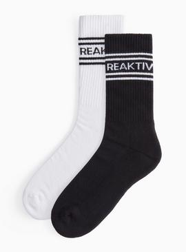 REAKTIV Men's Black & White Ankle Socks 2 Pack