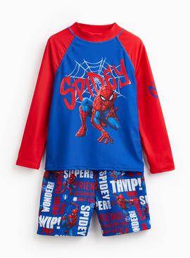 Spiderman Rash Vest & Shorts Swim Set