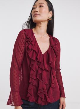 JD WILLIAMS Dobby Ruffle Front Top