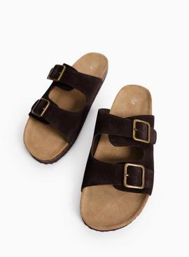 Brown Suede Footbed Sandals
