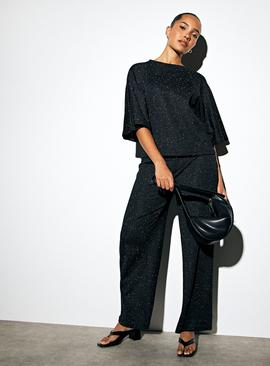 Black Shimmer Co-ord Wide Leg Trousers