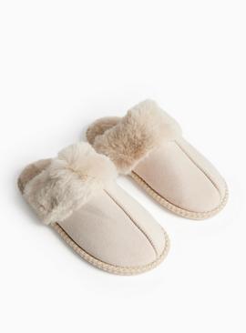 Neutral Stitch Detail Mule Slippers