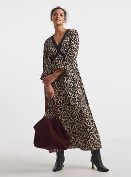 JD WILLIAMS Lace Insert Leopard Print Tea Dress