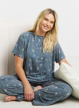 SIMPLY BE Pretty Lounge Vintage Christmas Print Pyjama Set