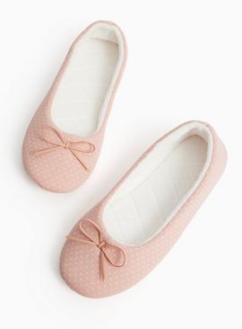 Pink Spot Print Ballerina Slippers