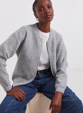 SIMPLY BE Premium Knit Ribbed Bomber Jacket