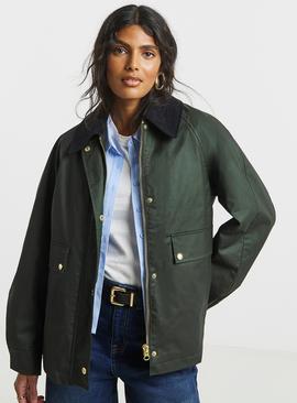 SIMPLY BE Cord Collar Boxy Barn Jacket