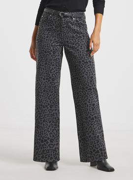 SIMPLY BE Leopard Wide Leg Jeans